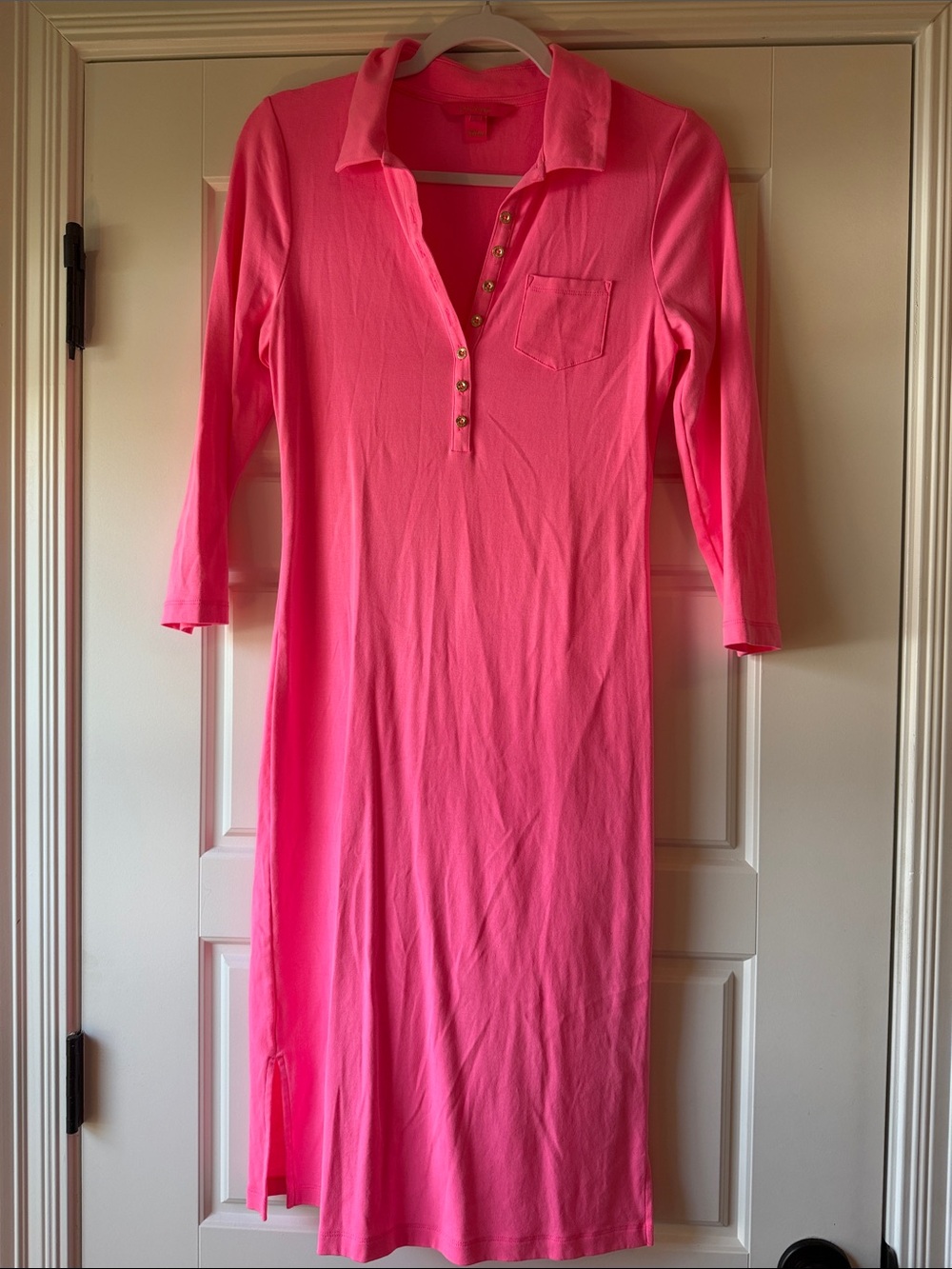 Lilly Pulitzer Hot Pink Midi Shirt Dress